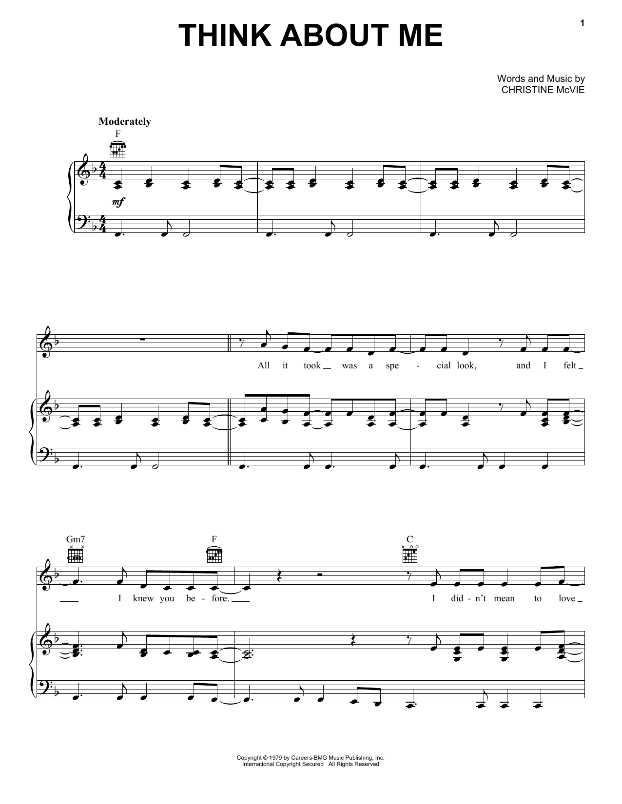 Download Fleetwood Mac Think About Me Sheet Music