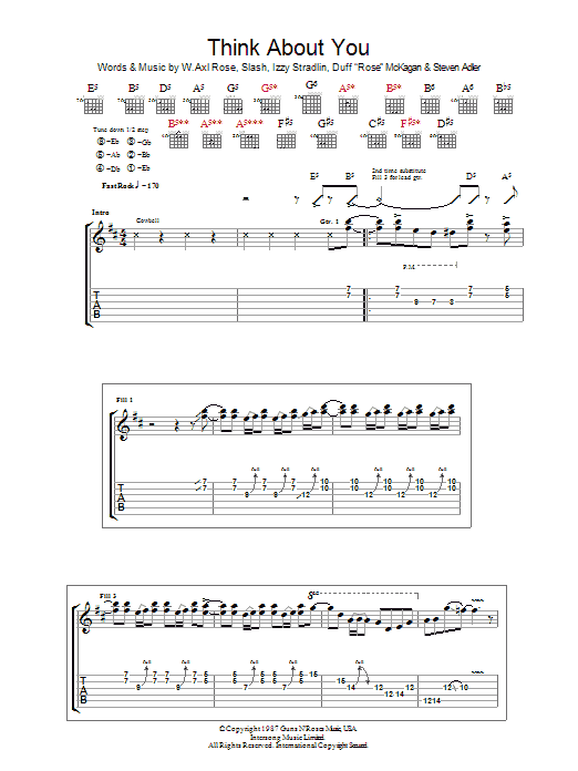 Download Guns N' Roses Think About You Sheet Music