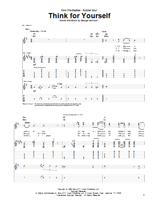 Download The Beatles Think For Yourself Sheet Music