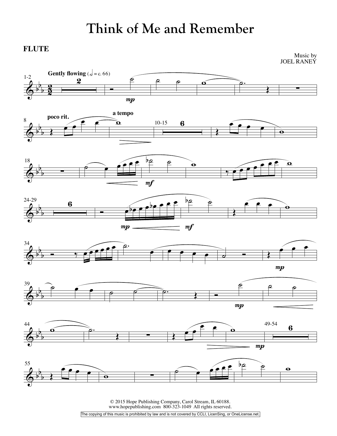 Download Joel Raney Think Of Me And Remember - Flute Sheet Music