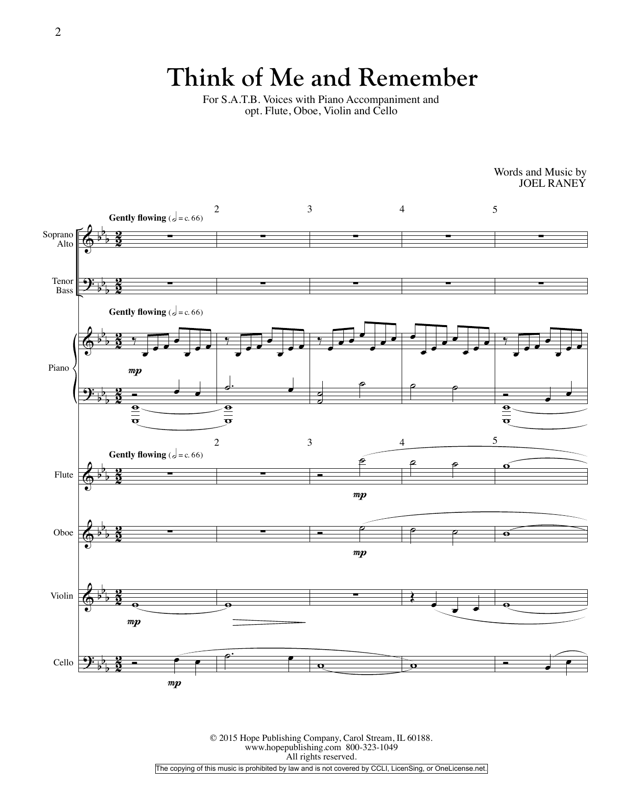 Download Joel Raney Think Of Me And Remember - Full Score Sheet Music