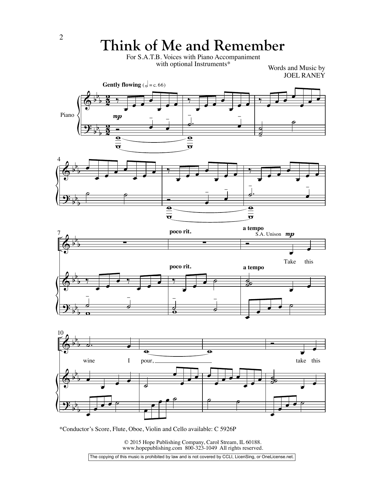 Download Joel Raney Think Of Me And Remember Sheet Music