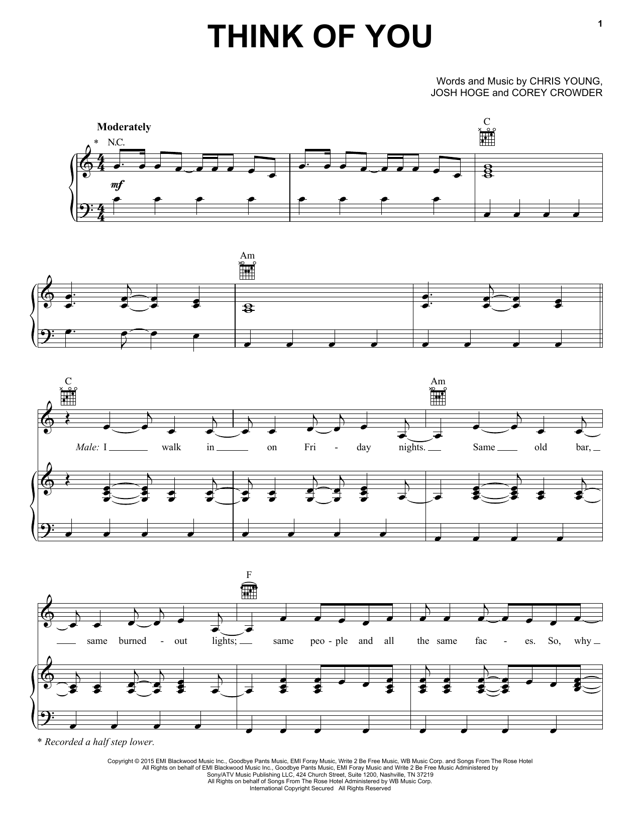 Download Chris Young with Cassadee Pope Think Of You Sheet Music