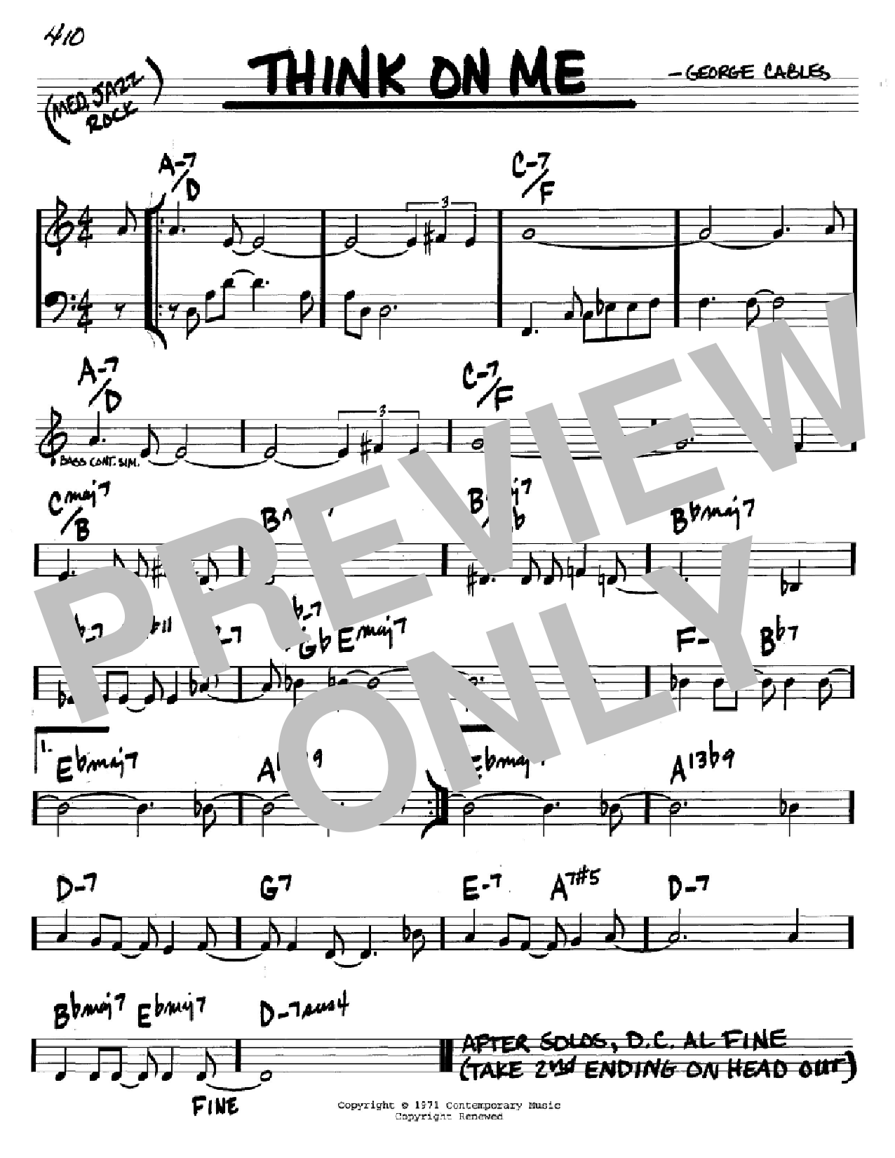 Download George Cables Think On Me Sheet Music