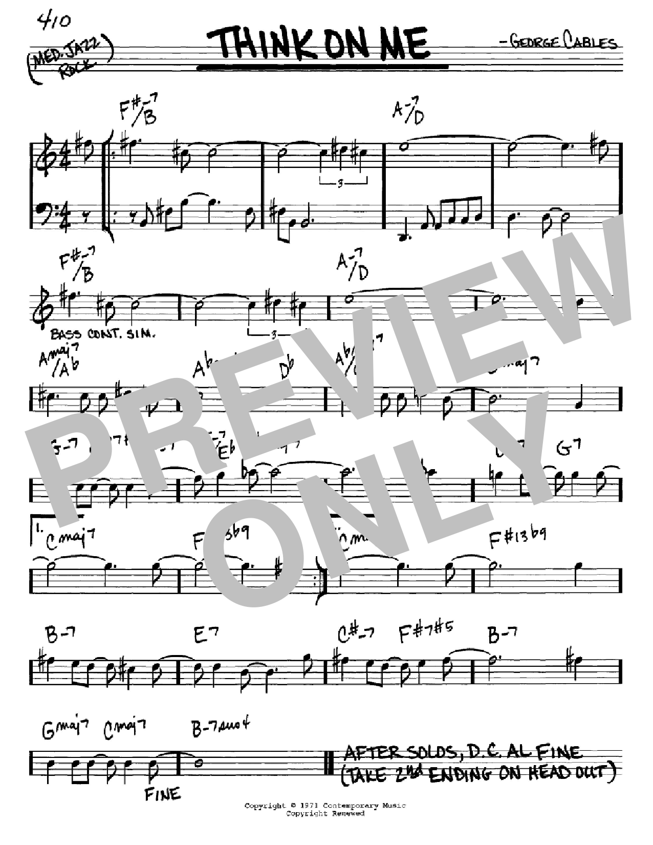 Download George Cables Think On Me Sheet Music