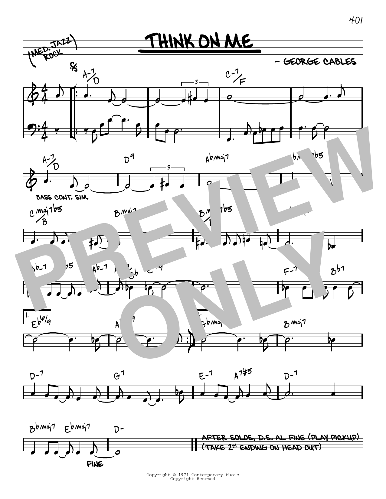 Download George Cables Think On Me [Reharmonized version] (arr Sheet Music