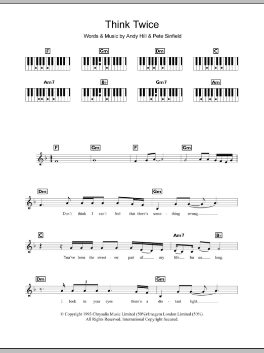 Download Celine Dion Think Twice Sheet Music