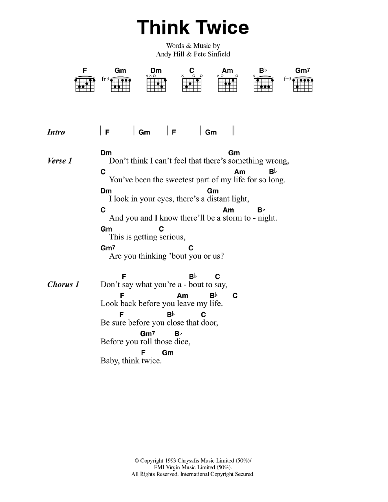 Download Celine Dion Think Twice Sheet Music