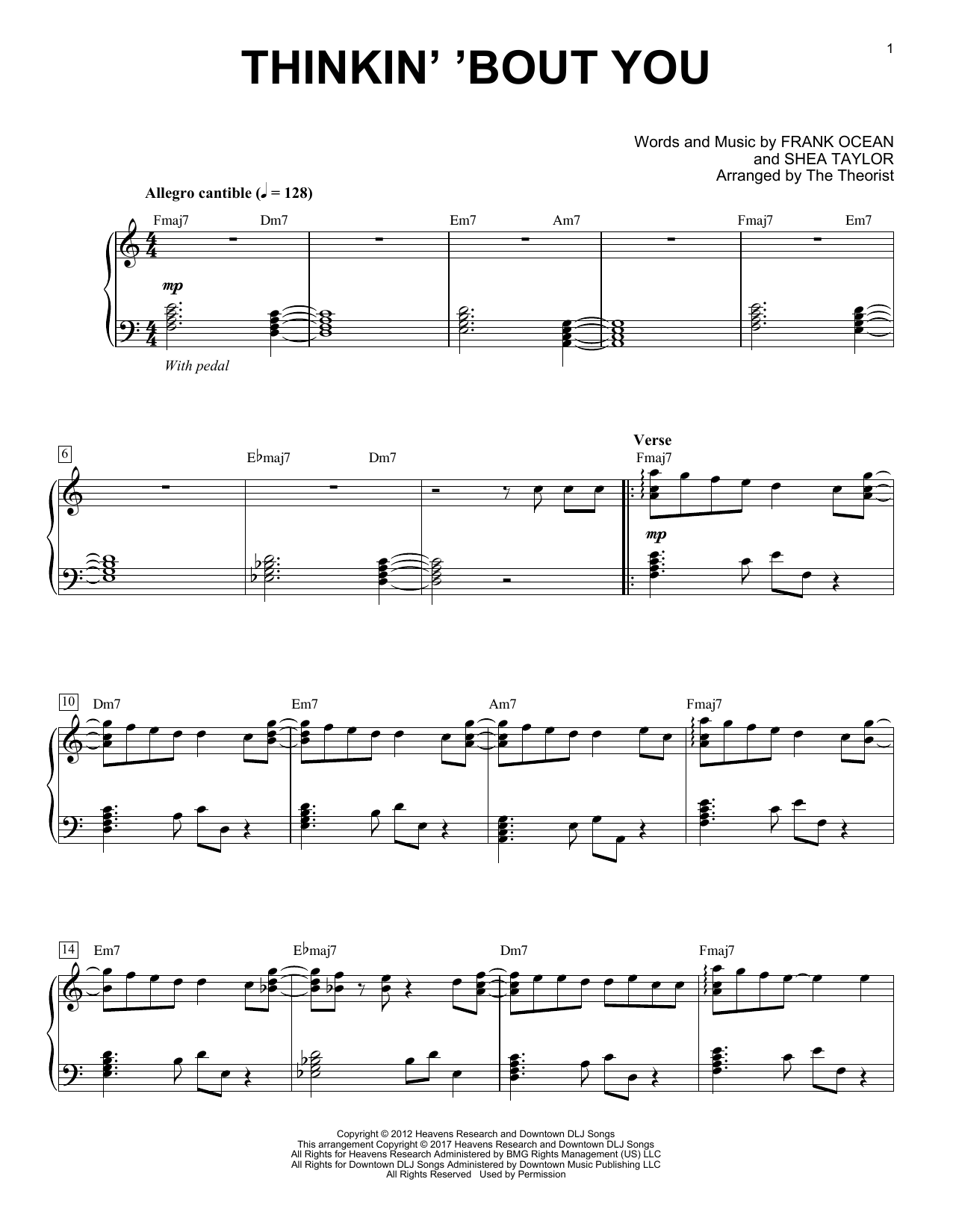 Download The Theorist Thinkin' 'Bout You Sheet Music