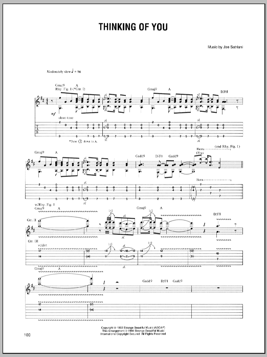 Download Joe Satriani Thinking Of You Sheet Music