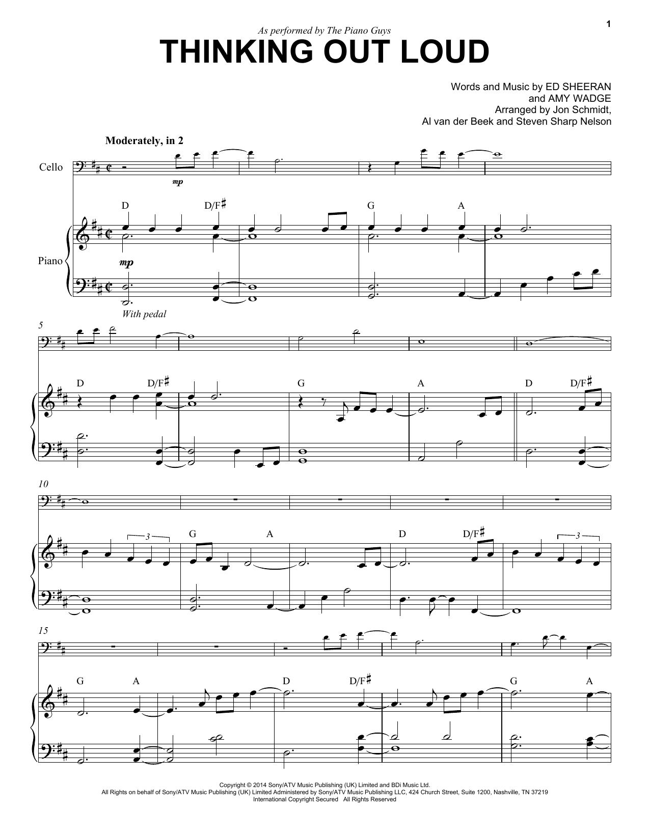 Download The Piano Guys Thinking Out Loud Sheet Music