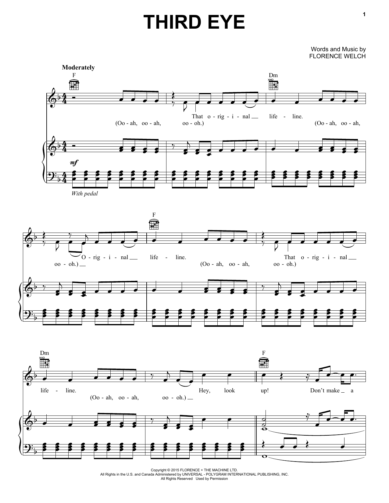 Download Florence And The Machine Third Eye Sheet Music