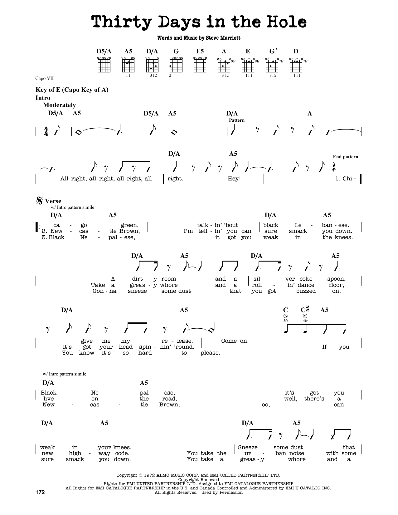 Download Humble Pie Thirty Days In The Hole Sheet Music