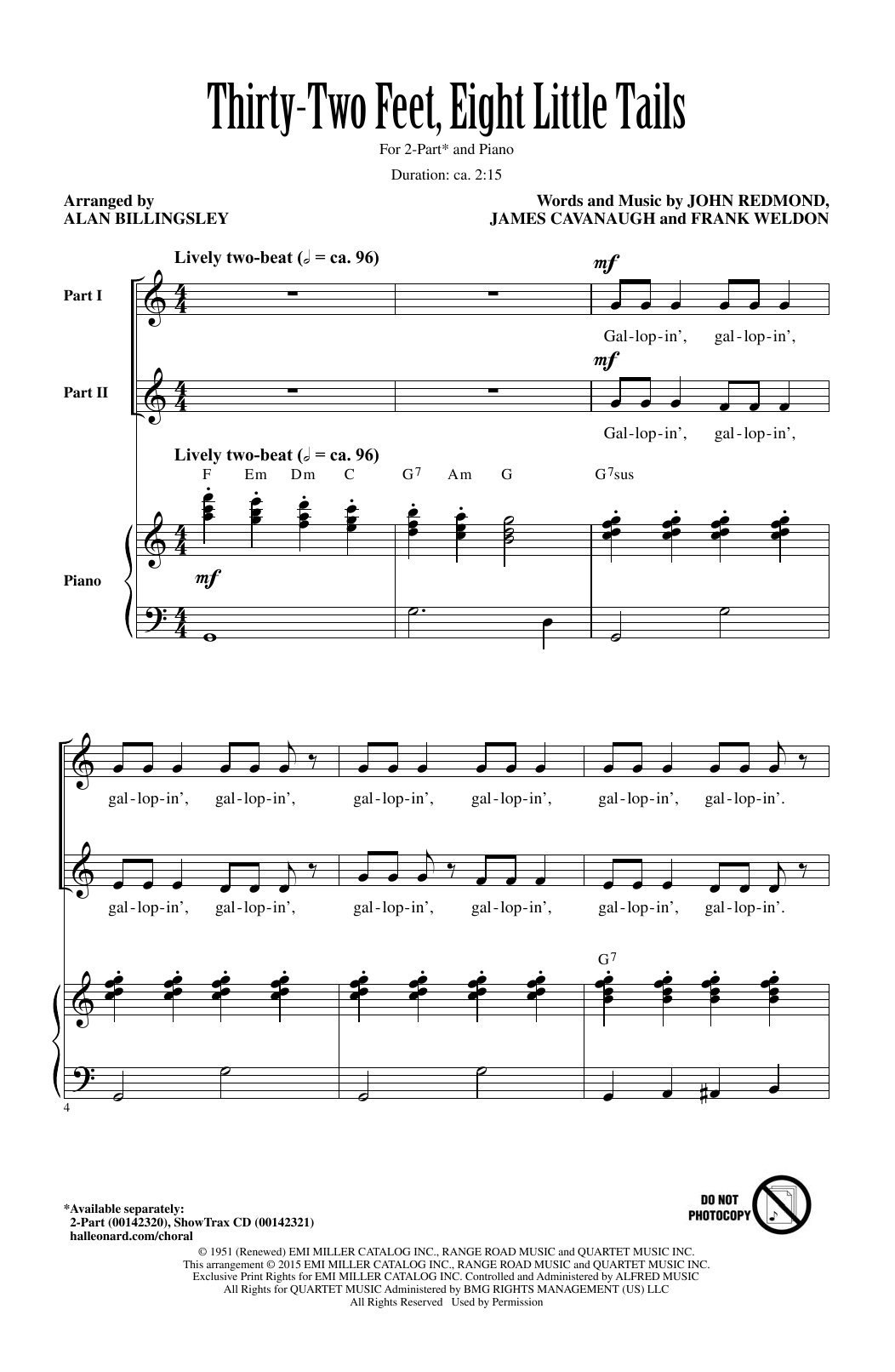 Download Alan Billingsley Thirty-Two Feet, Eight Little Tails Sheet Music