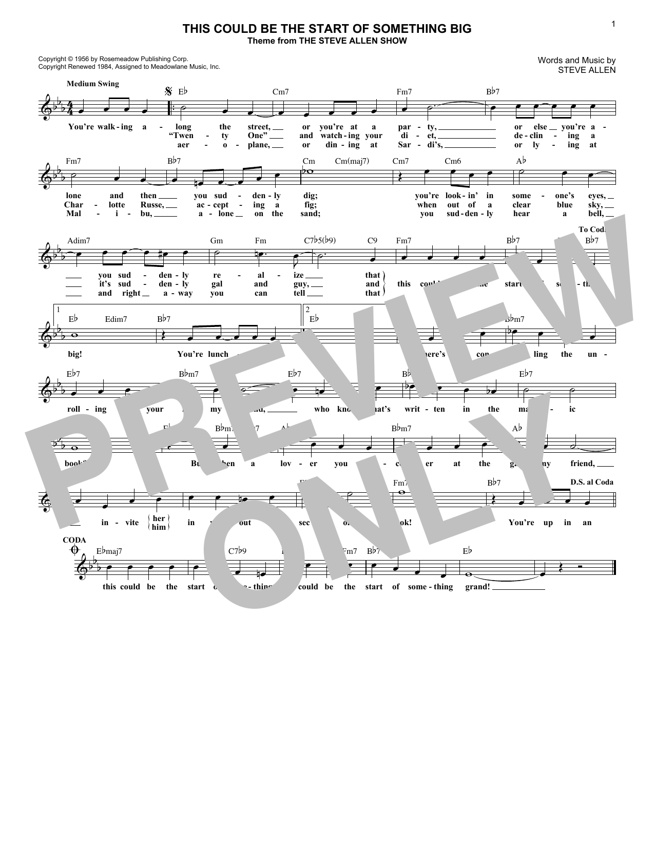 Download Steve Allen This Could Be The Start Of Something Bi Sheet Music