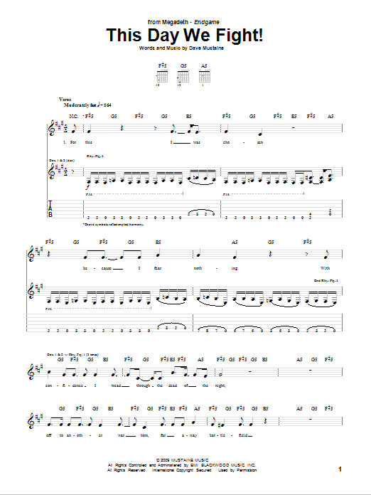 Download Megadeth This Day We Fight! Sheet Music