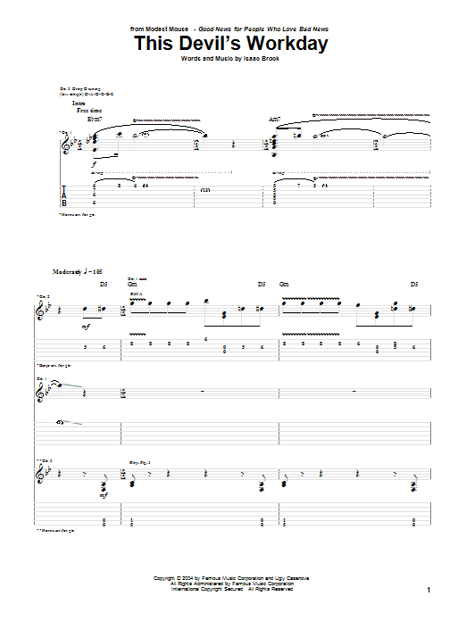 Download Modest Mouse This Devil's Workday Sheet Music