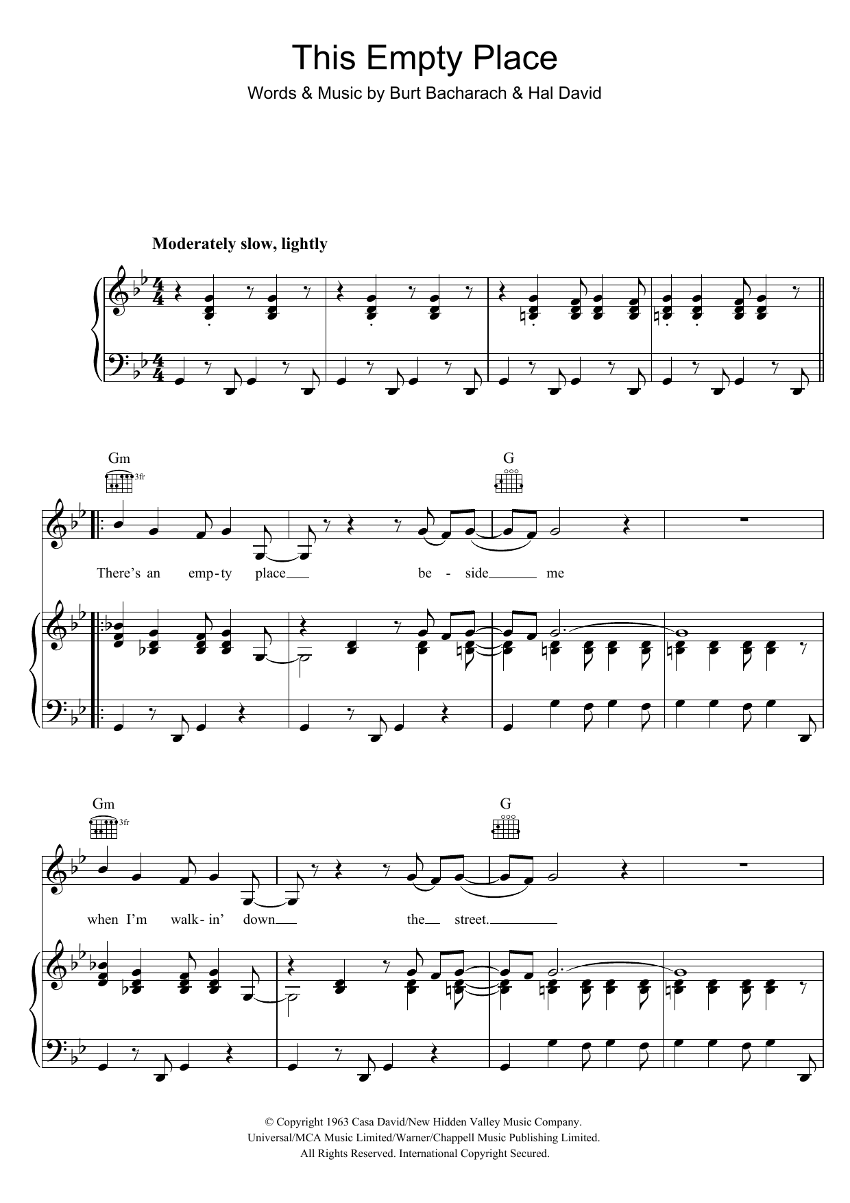 Download Dionne Warwick This Empty Place Sheet Music