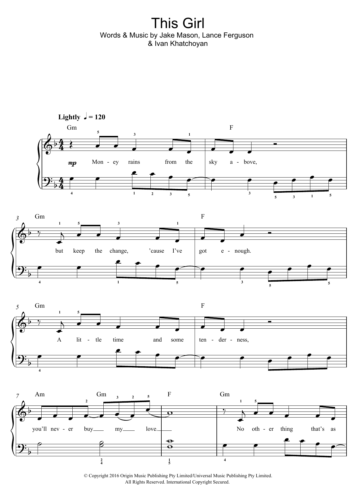 Download Kungs vs Cookin’ on 3 Burners This Girl Sheet Music