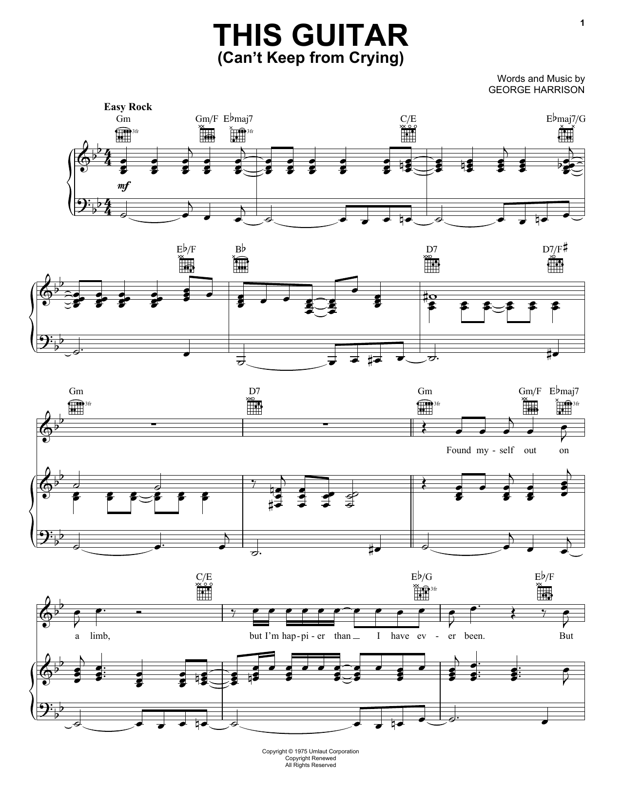 Download George Harrison This Guitar (Can't Keep From Crying) Sheet Music