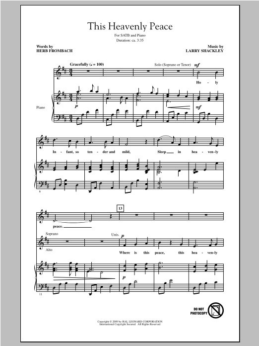 Download Larry Shackley This Heavenly Peace Sheet Music