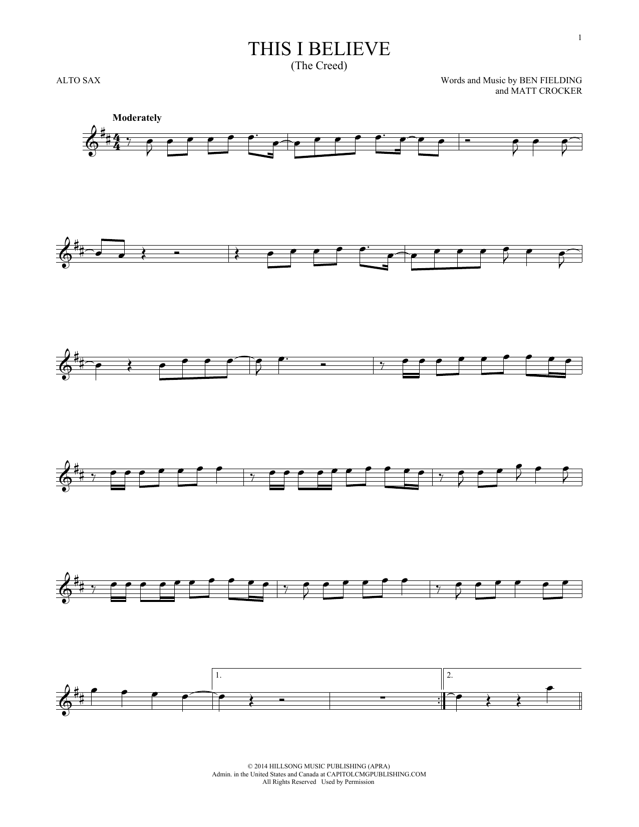 Hillsong Worship This I Believe (The Creed) sheet music notes printable PDF score