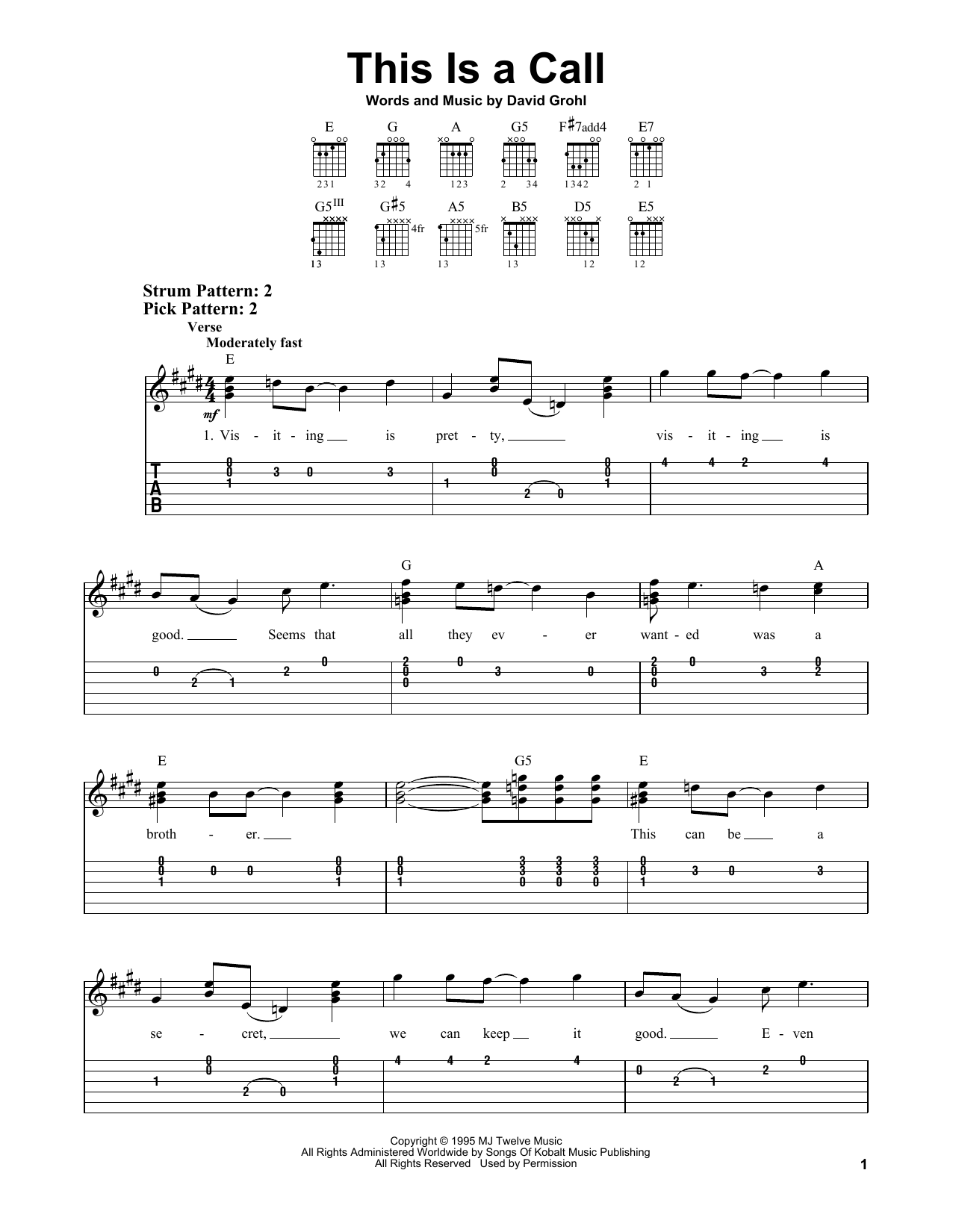 Download Foo Fighters This Is A Call Sheet Music