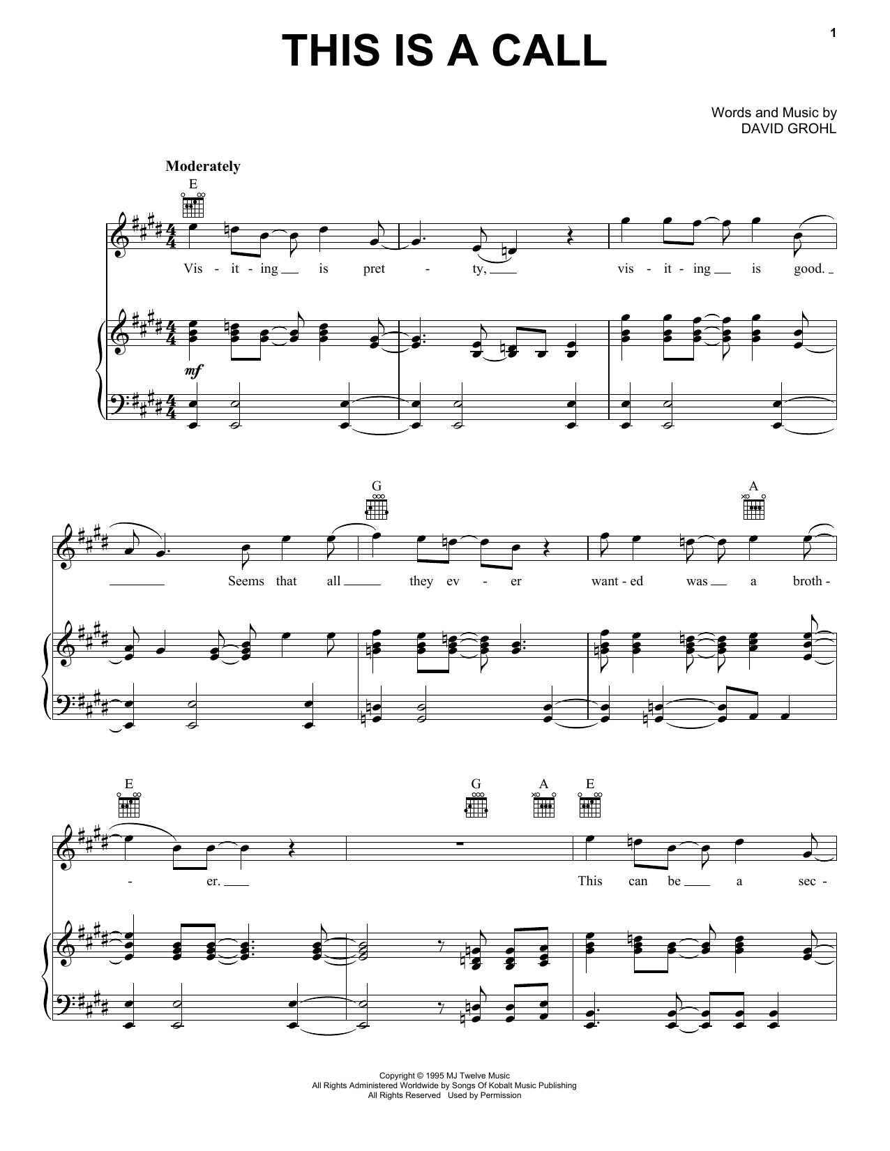 Download Foo Fighters This Is A Call Sheet Music