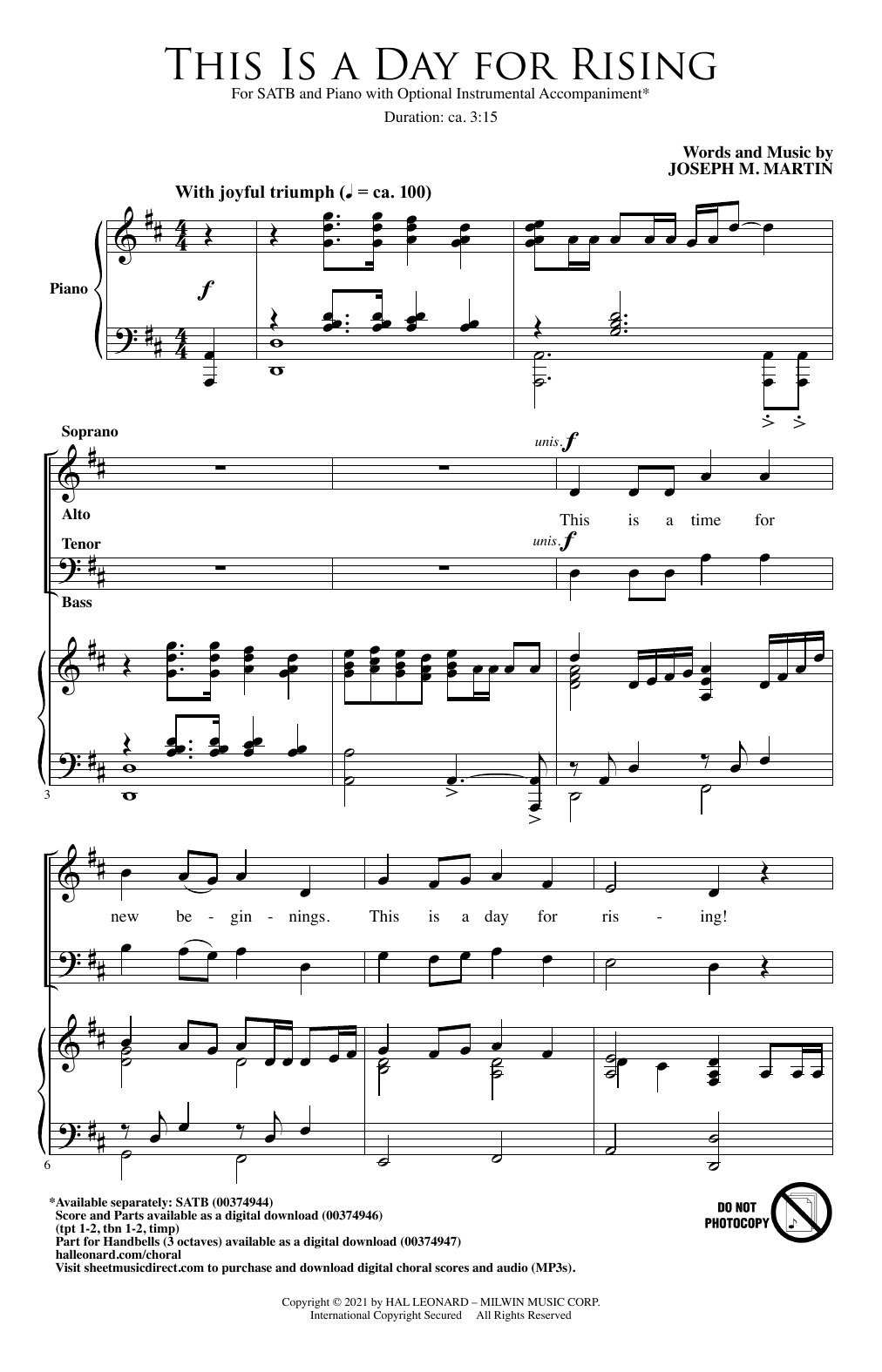 Download Joseph M. Martin This Is A Day For Rising Sheet Music