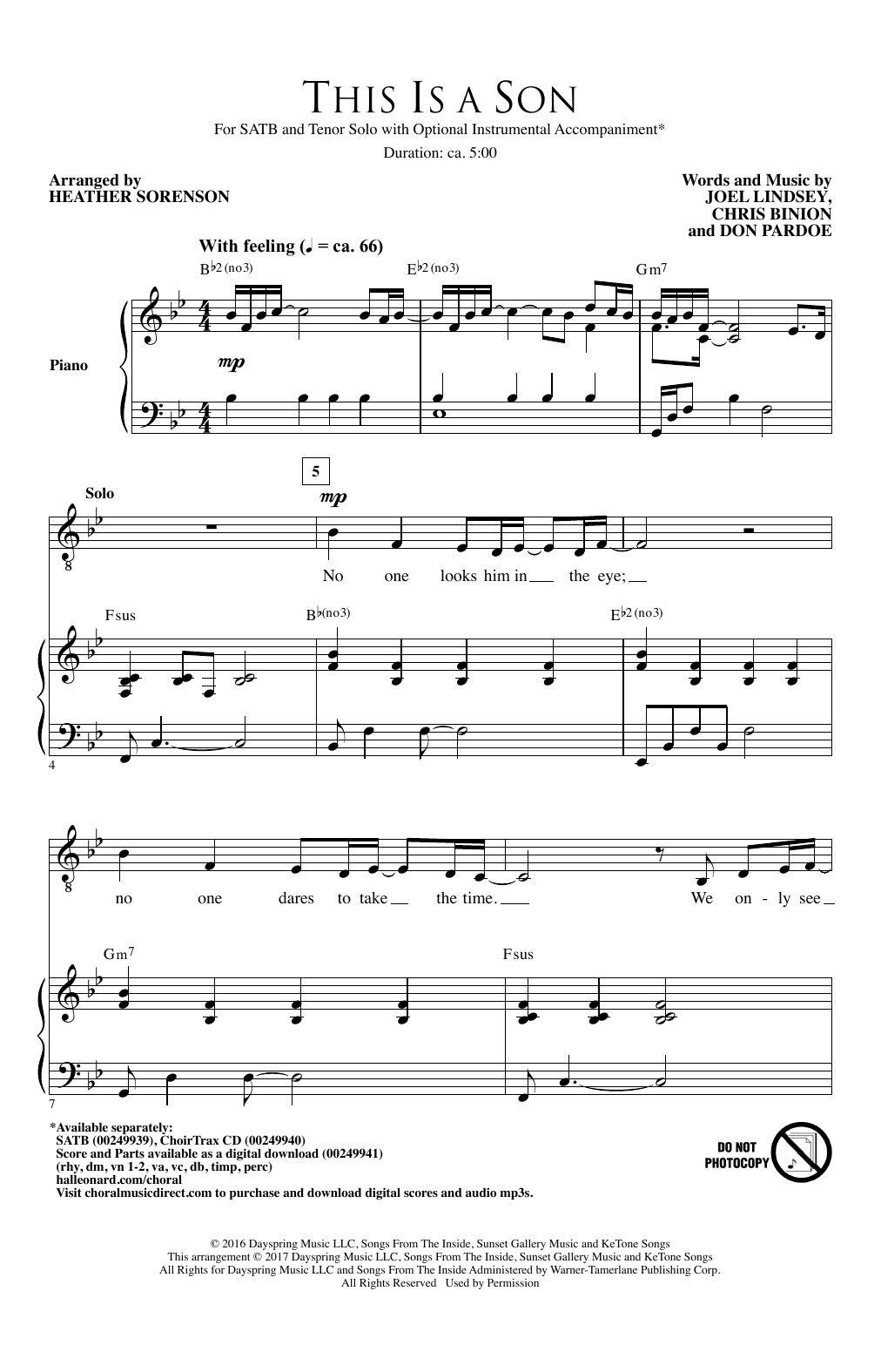 Download Heather Sorenson This Is A Son Sheet Music