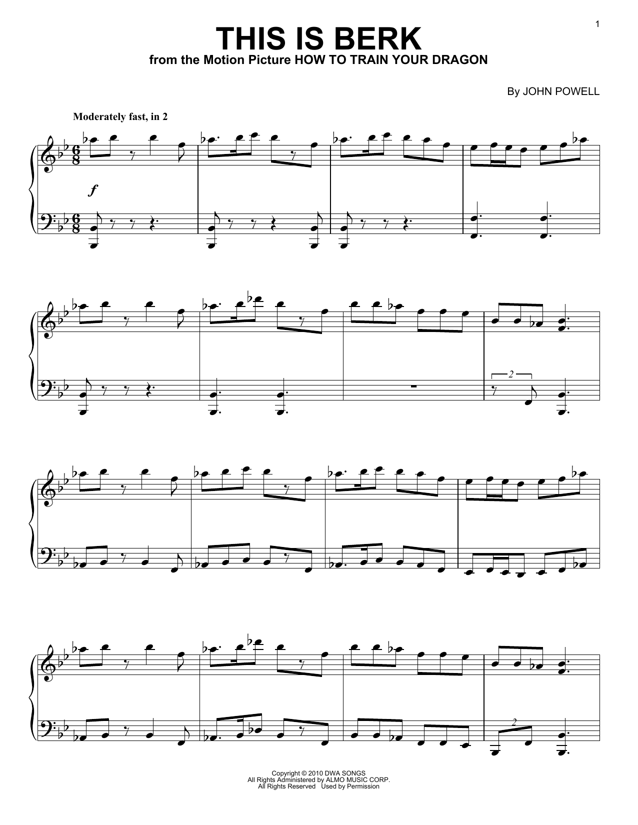 Download John Powell This Is Berk (from How to Train Your Dr Sheet Music