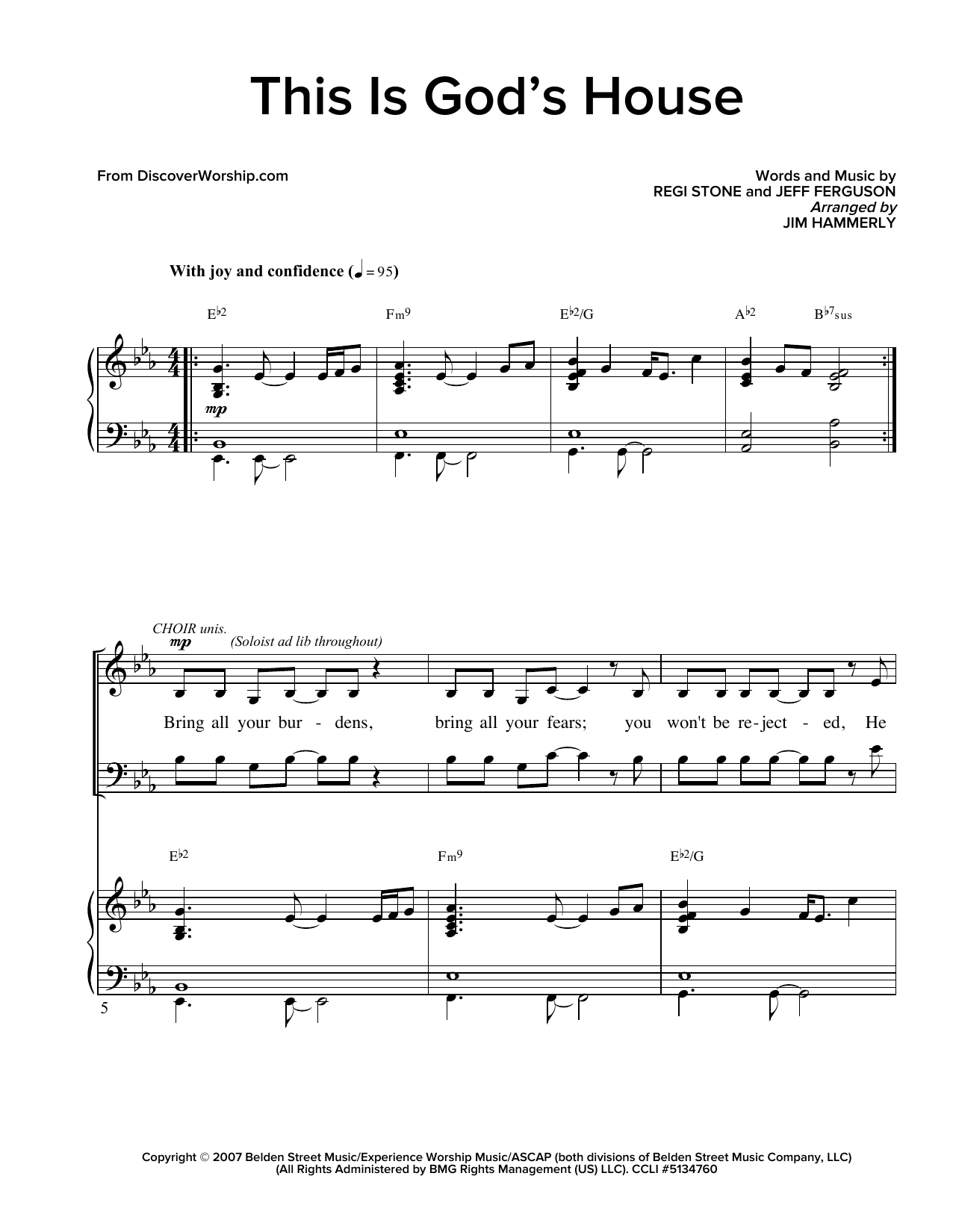 Download Regi Stone This Is God's House (arr. Jim Hammerly) Sheet Music