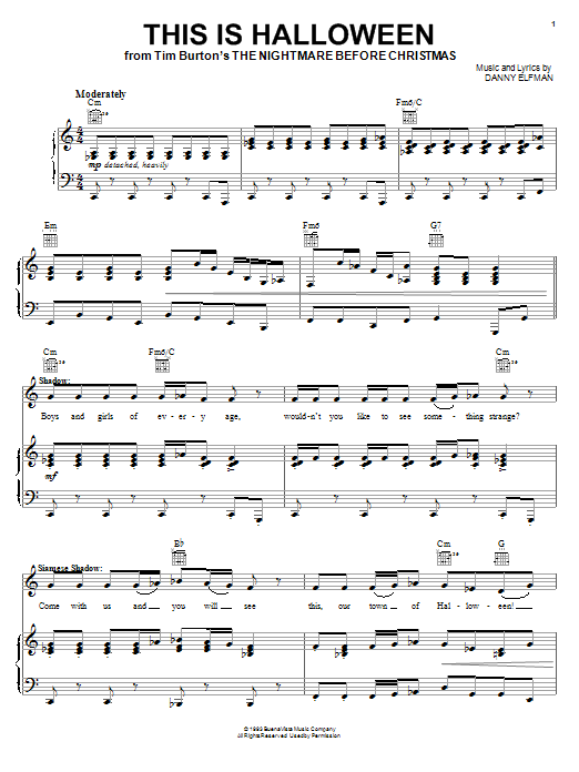 Download Danny Elfman This Is Halloween (from The Nightmare B Sheet Music