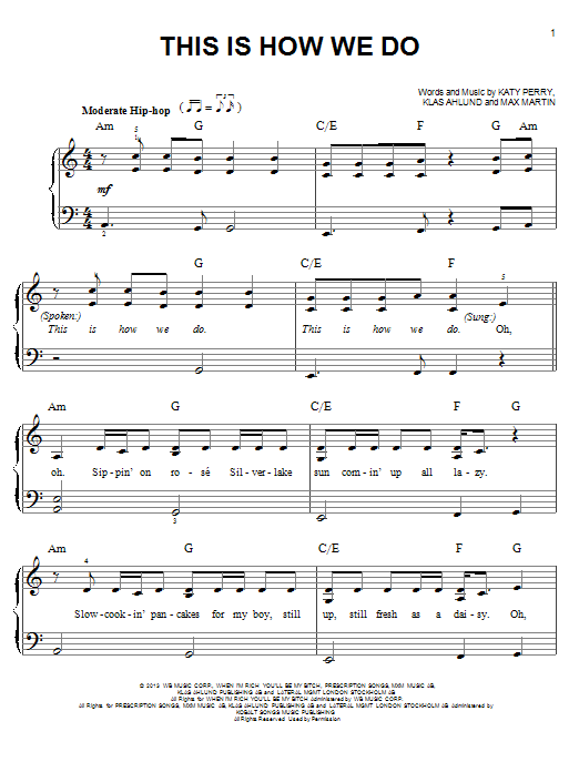 Download Katy Perry This Is How We Do Sheet Music