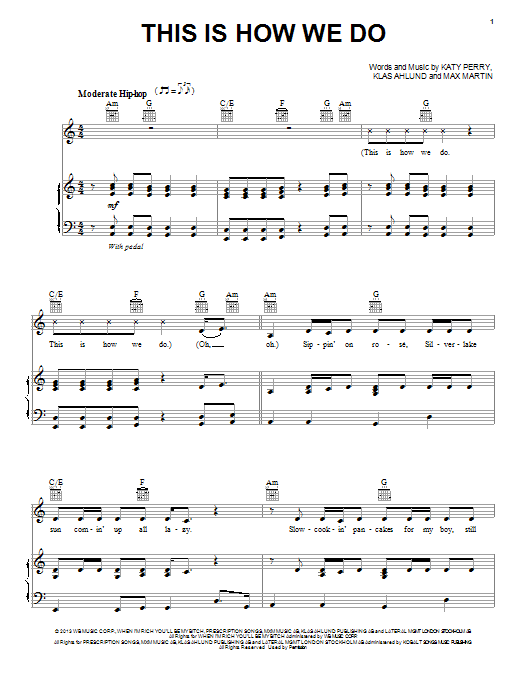Download Katy Perry This Is How We Do Sheet Music