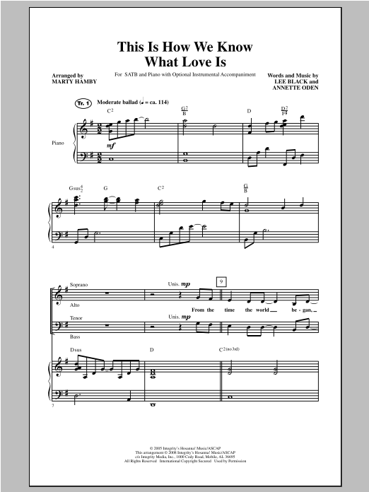 Download Marty Hamby This Is How We Know What Love Is Sheet Music