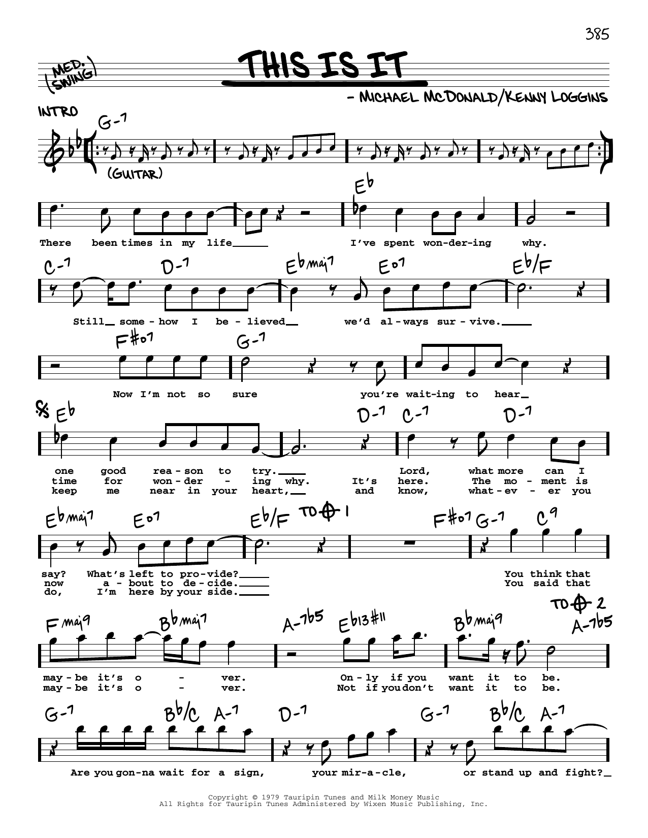Download Kenny Loggins This Is It Sheet Music