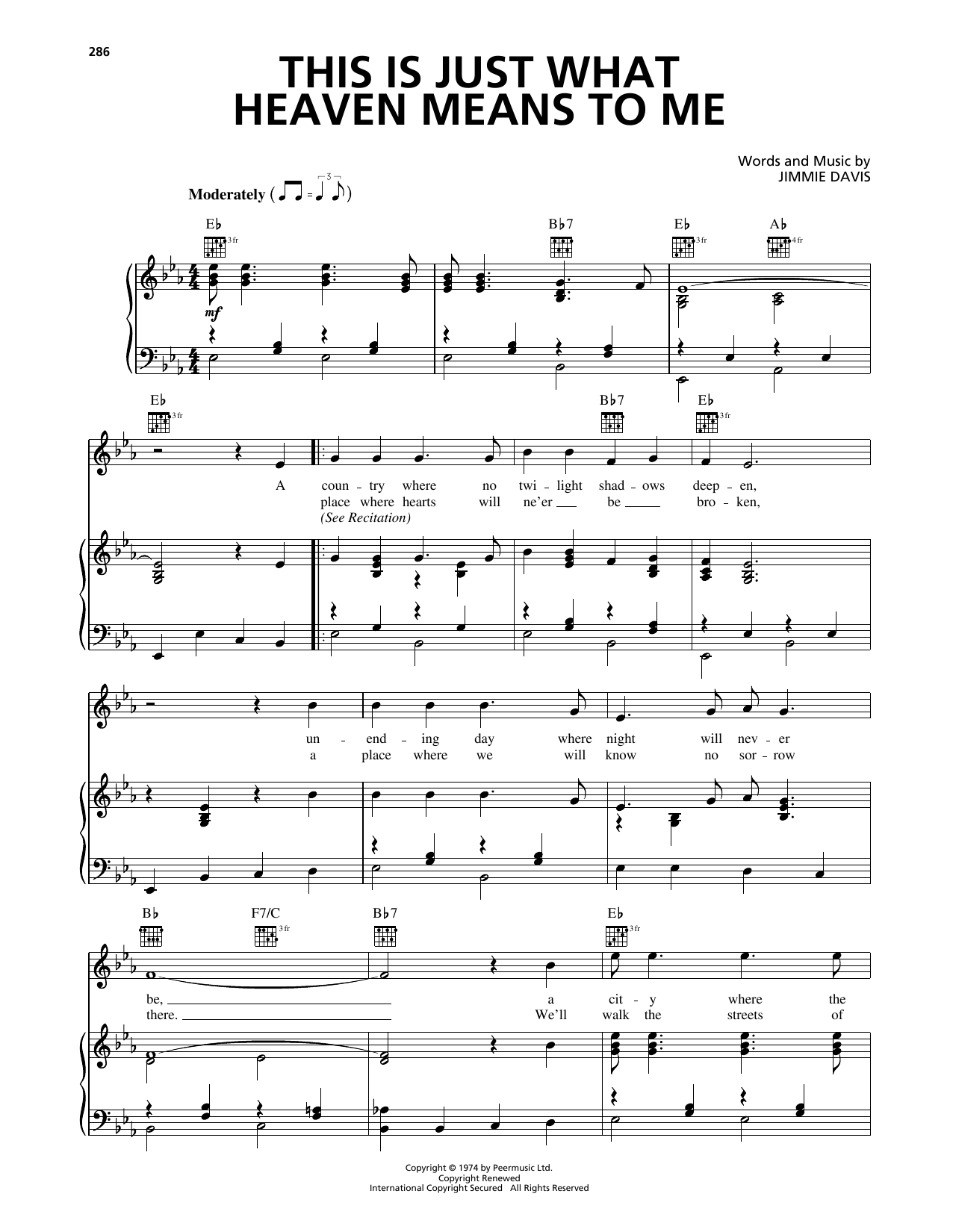 Download Jimmie Davis This Is Just What Heaven Means To Me Sheet Music