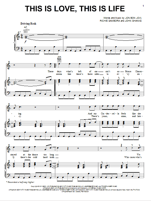 Download Bon Jovi This Is Love, This Is Life Sheet Music