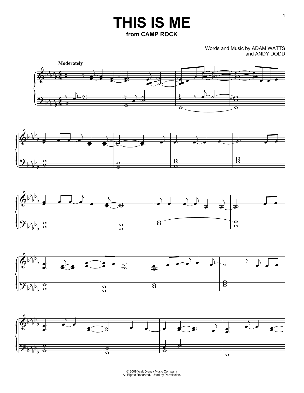 Download Demi Lovato & Joe Jonas This Is Me (from Camp Rock) Sheet Music