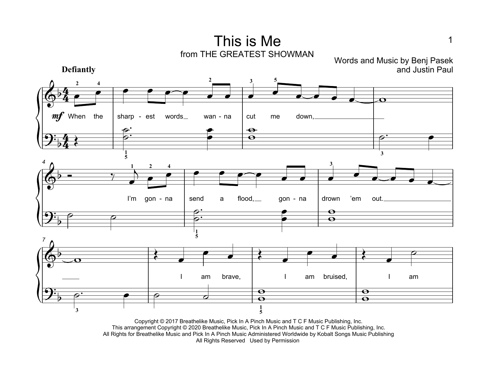 Download Pasek & Paul This Is Me (from The Greatest Showman) Sheet Music