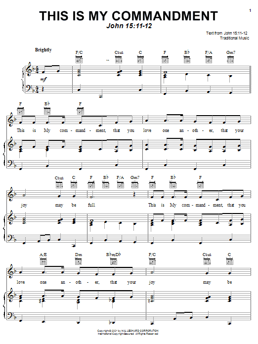 Download Traditional This Is My Commandment Sheet Music