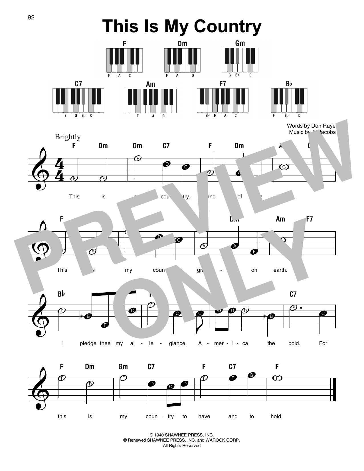 Download Al Jacobs This Is My Country Sheet Music