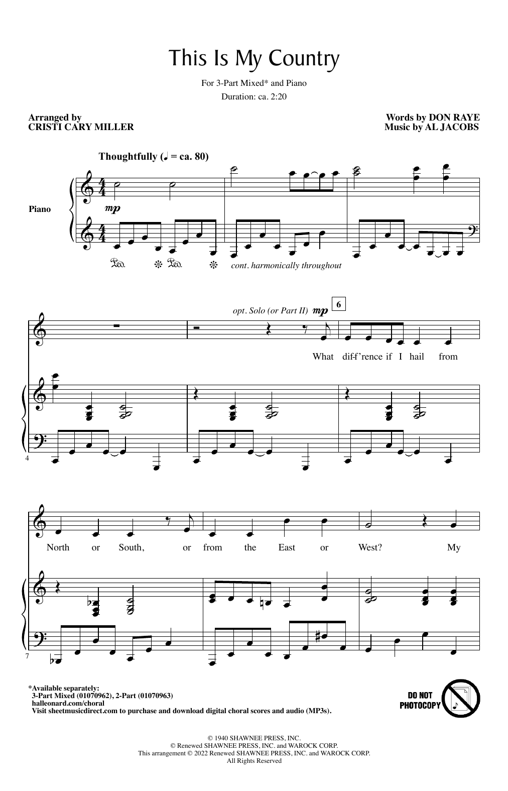 Download Al Jacobs This Is My Country (arr. Cristi Cary Mi Sheet Music