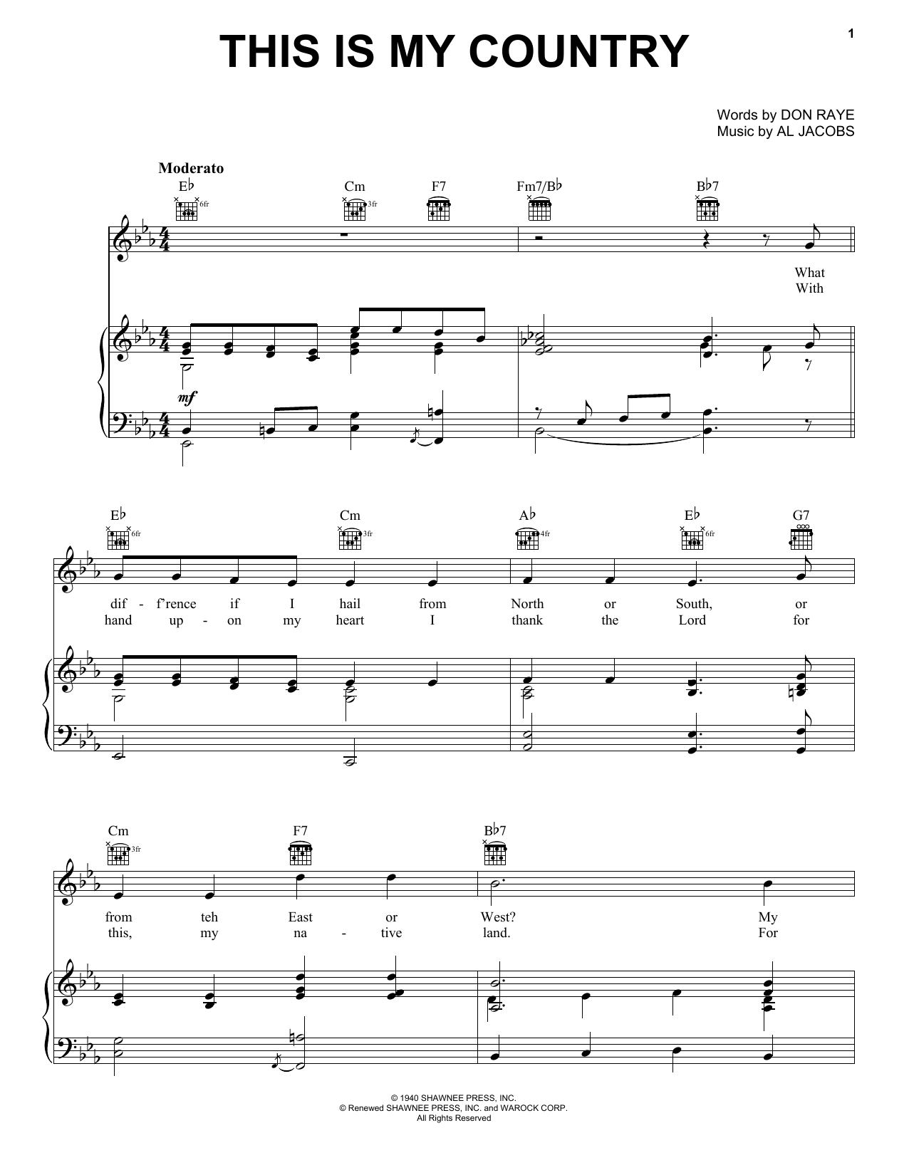 Download Tennessee Ernie Ford This Is My Country Sheet Music