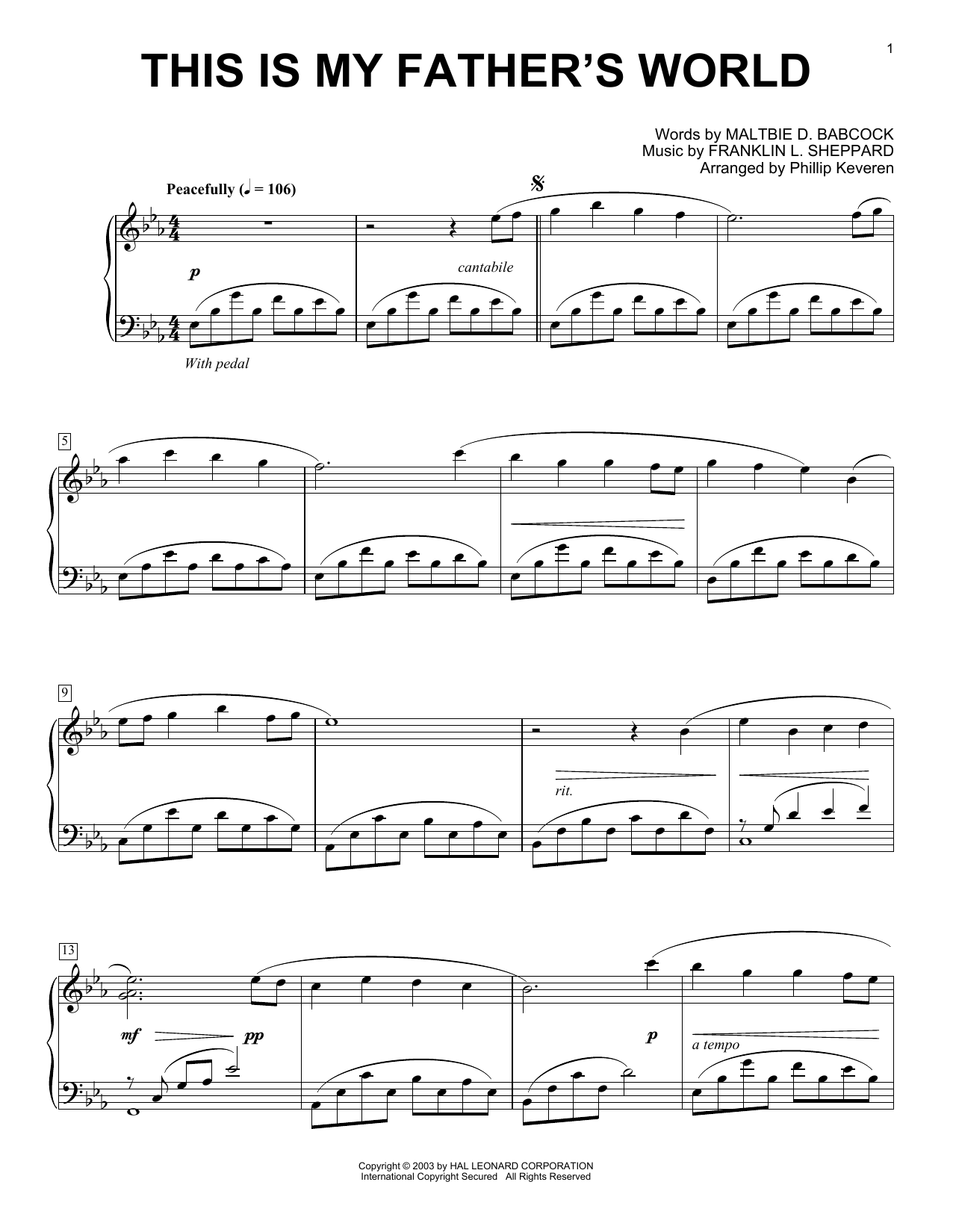 Download Maltbie D. Babcock This Is My Father's World Sheet Music