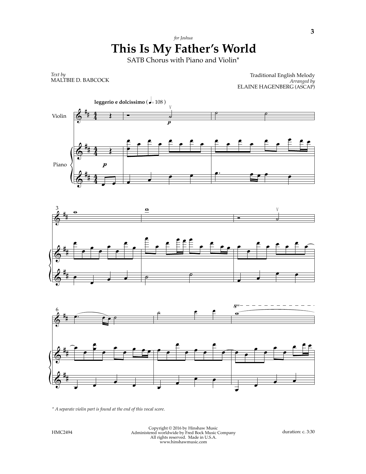 Download Elaine Haggenberg This Is My Father's World Sheet Music