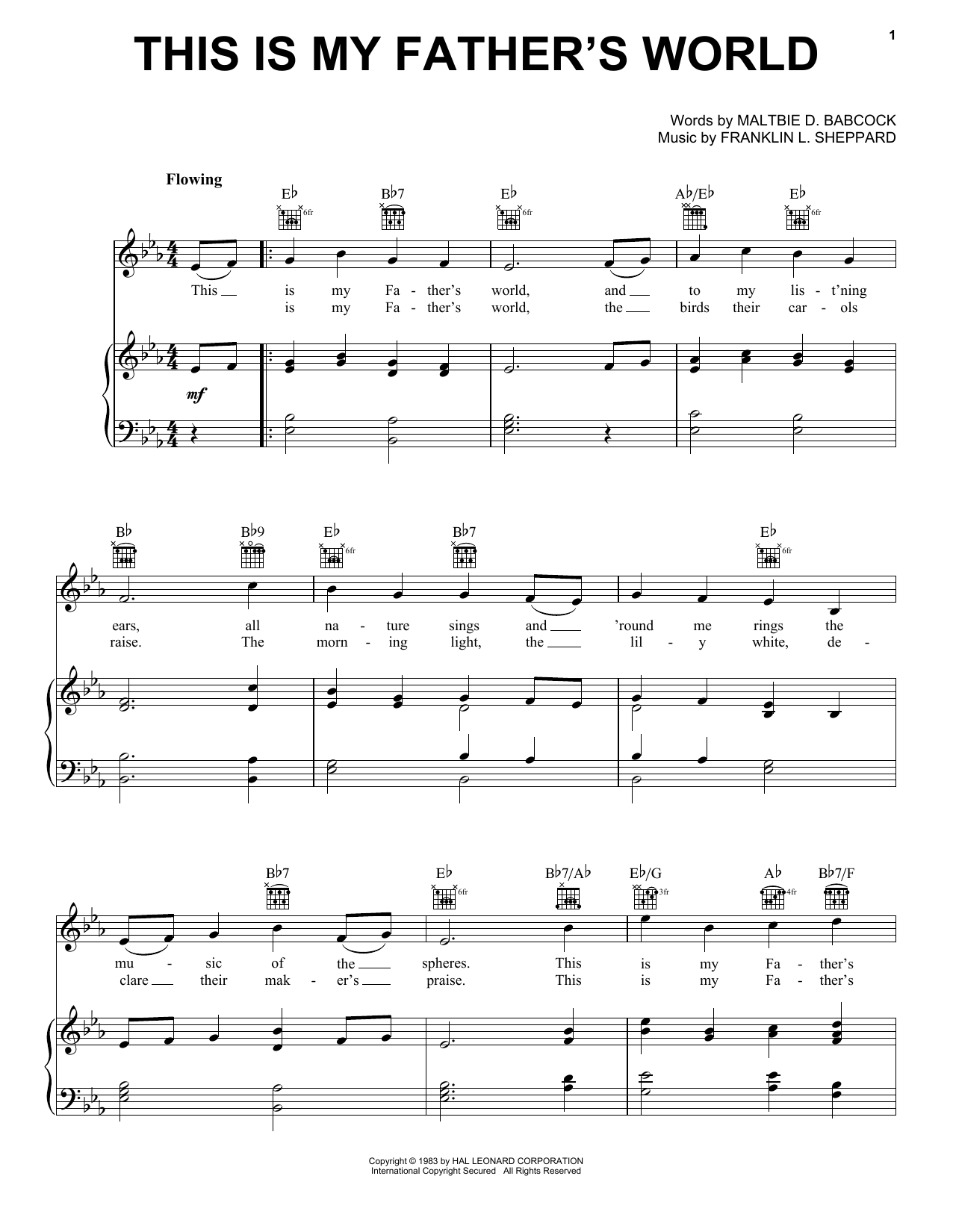 Maltbie D. Babcock This Is My Father's World sheet music notes printable PDF score