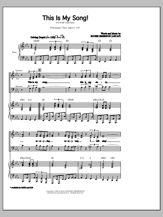 Download Roger Emerson This Is My Song! Sheet Music