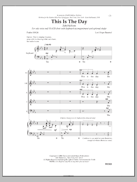 Download Lori Hope Baumel This Is the Day Sheet Music